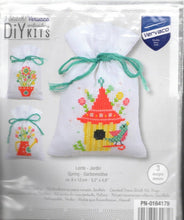 Load image into Gallery viewer, DIY Vervaco Spring Potpourri Gift Bag Counted Cross Stitch Kit set/3
