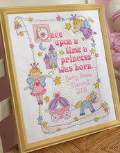 Load image into Gallery viewer, DIY Bucilla Princess Birth Record Baby Announcement Counted Cross Stitch Kit
