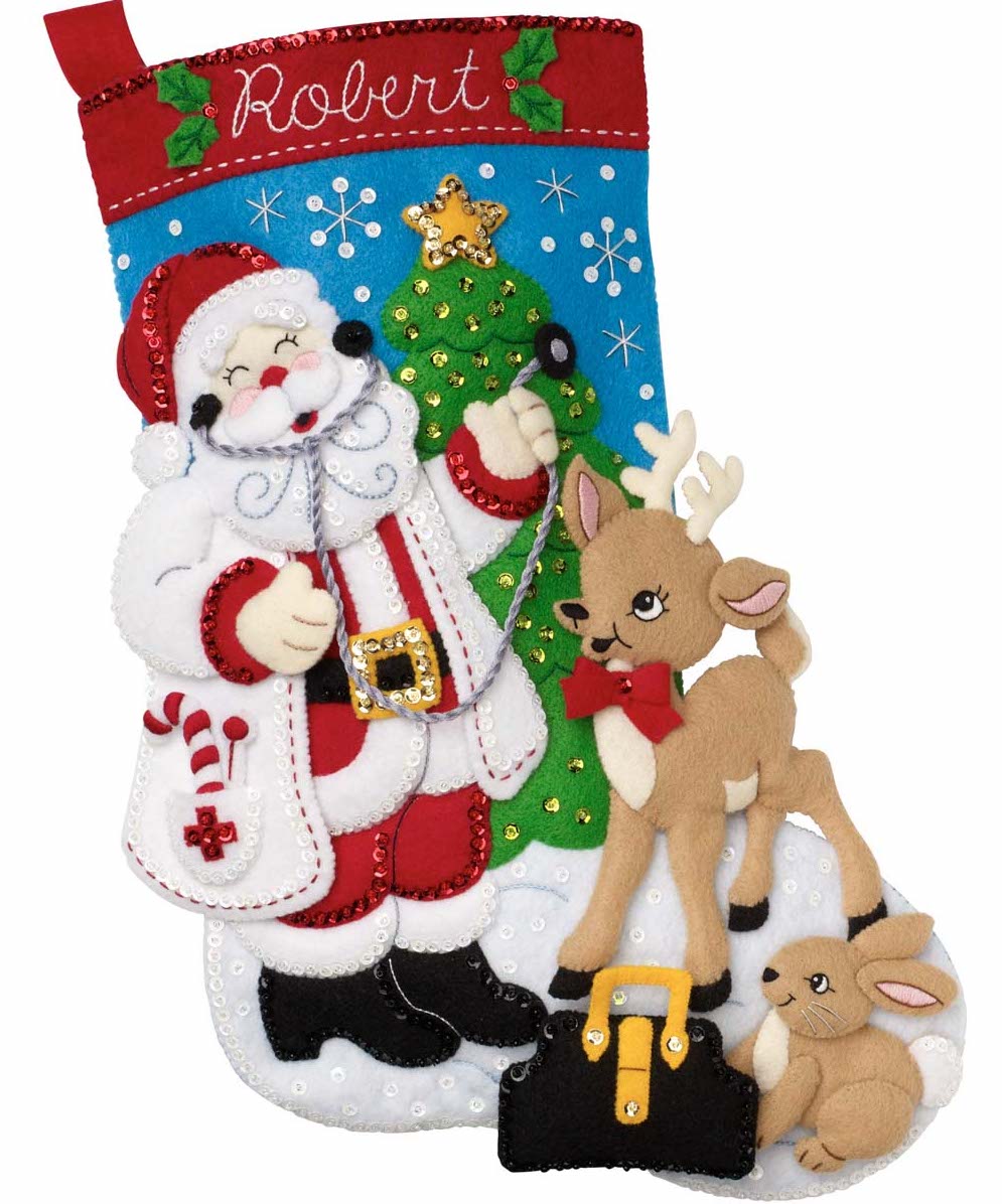 DIY Doctor Santa Deer Physician Gift Medical Christmas Felt Stocking Kit 89325E
