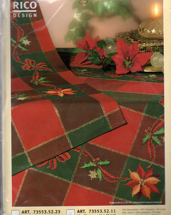 DIY Poinsettia Table Runner Christmas Counted Cross Stitch Kit