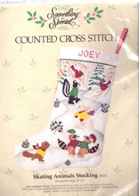 Load image into Gallery viewer, DIY Skating Animals Woodland Christmas Counted Cross Stitch Stocking Kit 50215