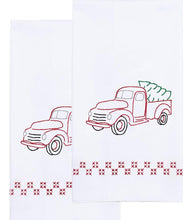 Load image into Gallery viewer, DIY Dempsey Old Truck Christmas Tree Stamped Cross Stitch Guest Hand Towel Kit