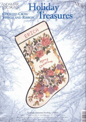 DIY Candamar Victorian Christmas Roses Counted Cross Stitch Stocking Kit 50823