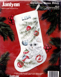 DIY Janlynn Kitten Cat Christmas Tree Counted Cross Stitch Stocking Kit 80-69