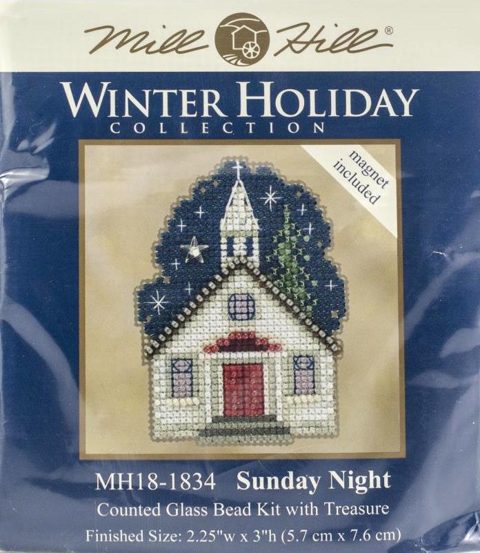 DIY Mill Hill Sunday Night Church Winter Bead Cross Stitch Magnet Ornament Kit