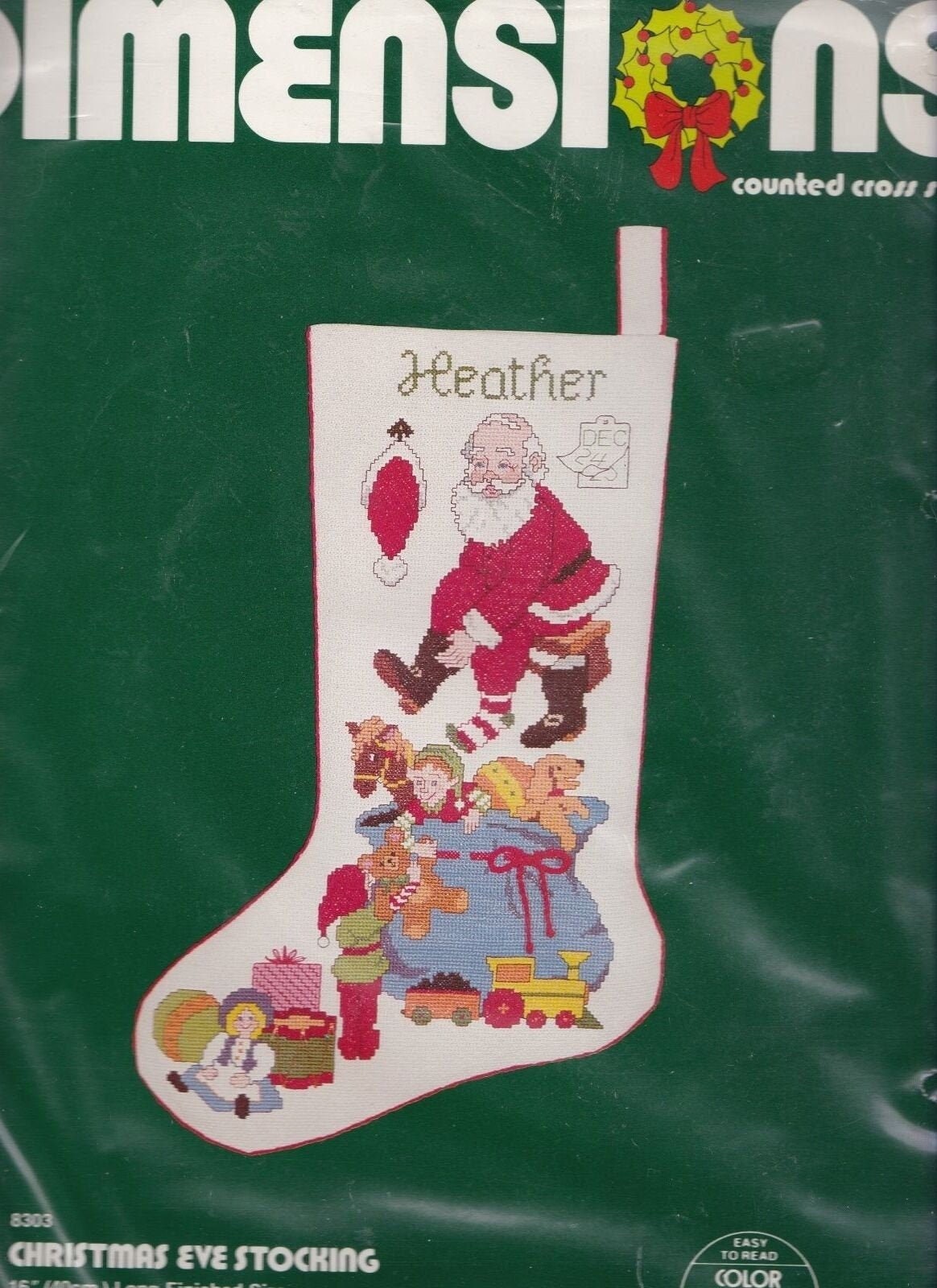 DIY Dimensions Here Comes Santa Counted Cross Stitch Stocking Kit 8492 7961