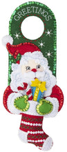 Load image into Gallery viewer, DIY Bucilla Christmas Greetings Santa Snowman Hanger Felt Wall Craft Kit 89286E