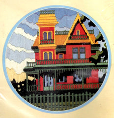 DIY Horizons Victorian House Colorful Scene Spring Needlepoint Wall Hanging Kit