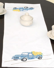 DIY Jack Dempsey Flower Delivery Truck Stamped Embroidery Table Runner Scarf Kit