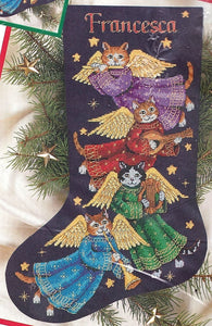 DIY Dimensions Angel Kitty Cat Flute Christmas Cross Stitch Stocking Kit 8485