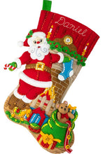 Load image into Gallery viewer, DIY Fireplace Santa Toys Chimney Bear Christmas Eve Felt Stocking Kit 89455E
