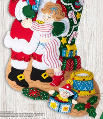 DIY Bucilla Christmas Hugs Santa Child Toys Holiday Felt Stocking Kit