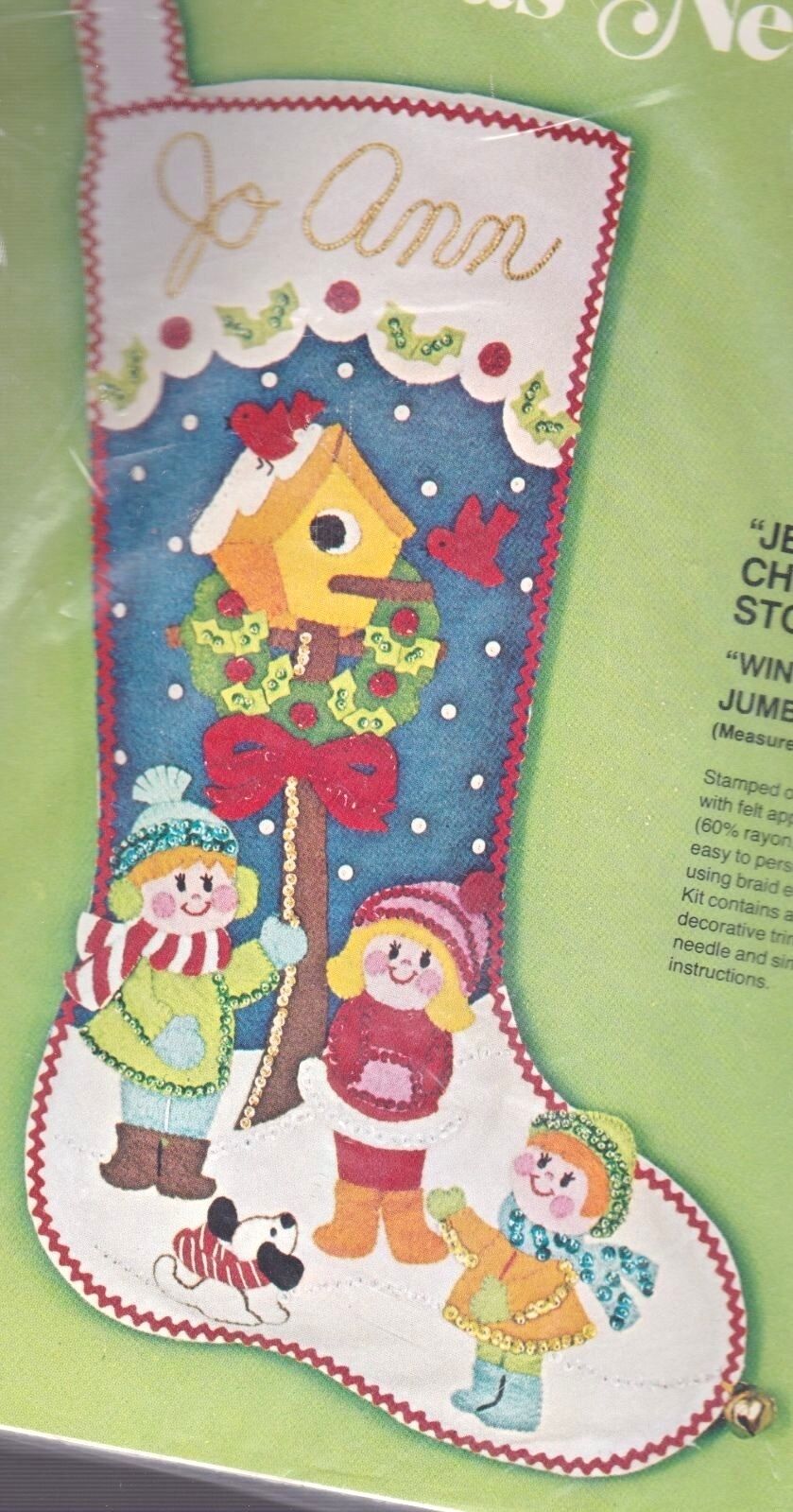 DIY Bucilla Jumbo Winters Playmates Kids Snow Christmas Felt Stocking Kit 2810