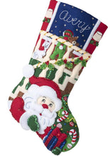 Load image into Gallery viewer, DIY Bucilla Watching for Santa Christmas Eve Cat Stairs Felt Stocking Kit 89244E