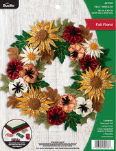 Load image into Gallery viewer, DIY Bucilla Fall Floral Thanksgiving Holiday Flower Felt Wreath Craft Kit 89278E