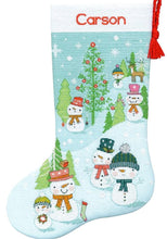Load image into Gallery viewer, DIY Dimensions Snowman Family Counted Cross Stitch Stocking Kit 08996