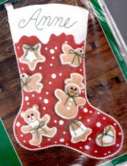 DIY Bucilla Gingerbread Cookies Christmas Felt Stocking Kit