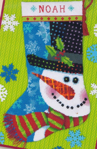 DIY Dimensions Patterned Snowman Christmas Needlepoint Stocking Kit 09155