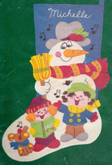 DIY Vintage Dimensions Little Carolers Snowman Christmas Felt Stocking Kit 9503