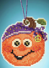 Load image into Gallery viewer, DIY Mill Hill Hippie Pumpkin Halloween Fall Glass Bead Cross Stitch Ornament Kit