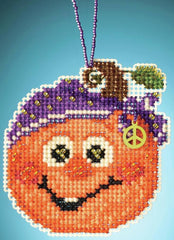 DIY Mill Hill Hippie Pumpkin Halloween Fall Glass Bead Cross Stitch Ornament Kit