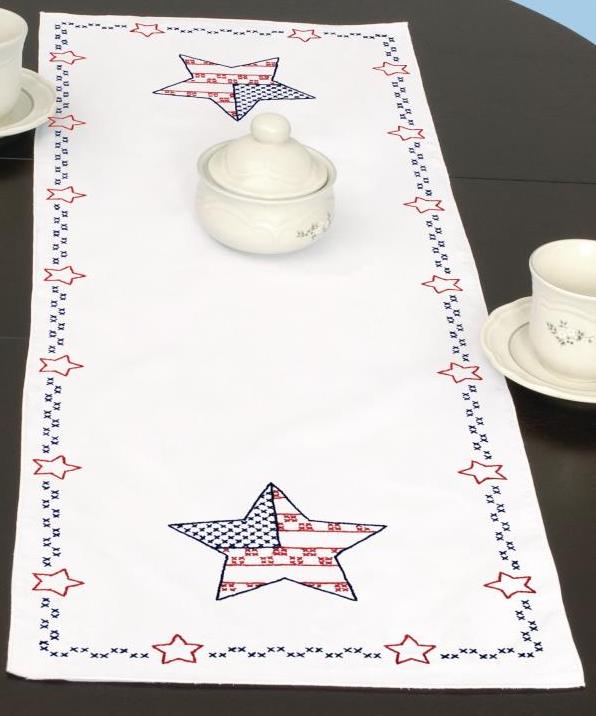 DIY Jack Dempsey Independence Day Stamped Cross Stitch Table Runner Scarf Kit