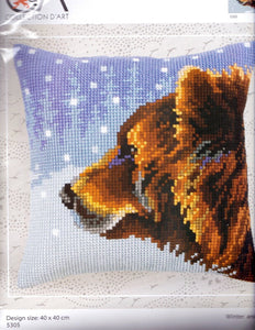 DIY Collection D'Art Winter Animals Bear Needlepoint 16" Pillow Top Kit