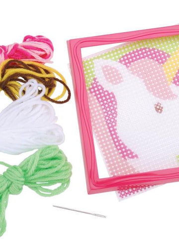 DMG DIY Sew Cute Unicorn Head Pink Kids Beginner Starter Needlepoint Kit w Frame 6