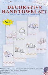 DIY Jack Dempsey Holiday Trucks Stamped Cross Stitch & Embroidery Hand Towel Kit