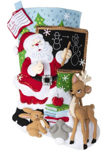 DIY Bucilla Teacher Santa School Class Deer Christmas Felt Stocking Kit 89254E