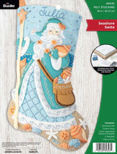 Load image into Gallery viewer, DIY Bucilla Seashore Santa Beach Shells Christmas Felt Stocking Kit 89324E