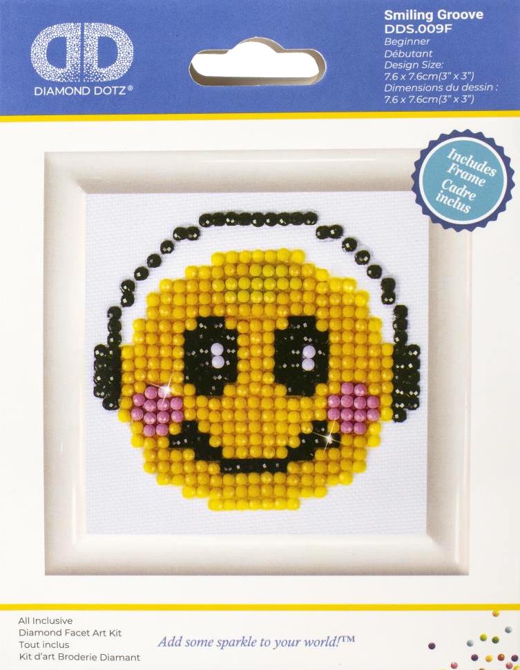 DIY Diamond Dotz Smiling Groove Emoji Kids Beginner Facet Craft Kit w Frame 3