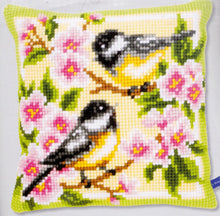 Load image into Gallery viewer, DIY Vervaco Bird Blossoms Flower Cross Stitch Needlepoint 16&quot; Pillow Top Kit