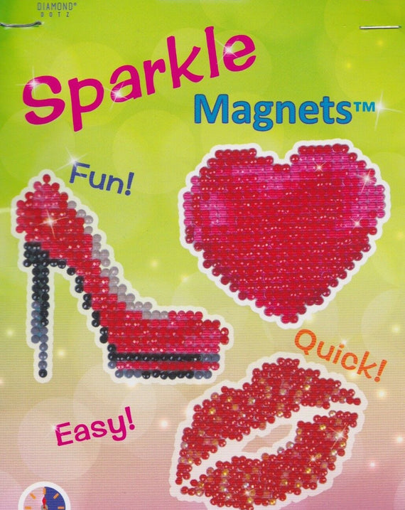 DIY Diamond Dotz Posh Heart Lips Shoe Sparkle Magnets Facet Art Bead Craft Kit