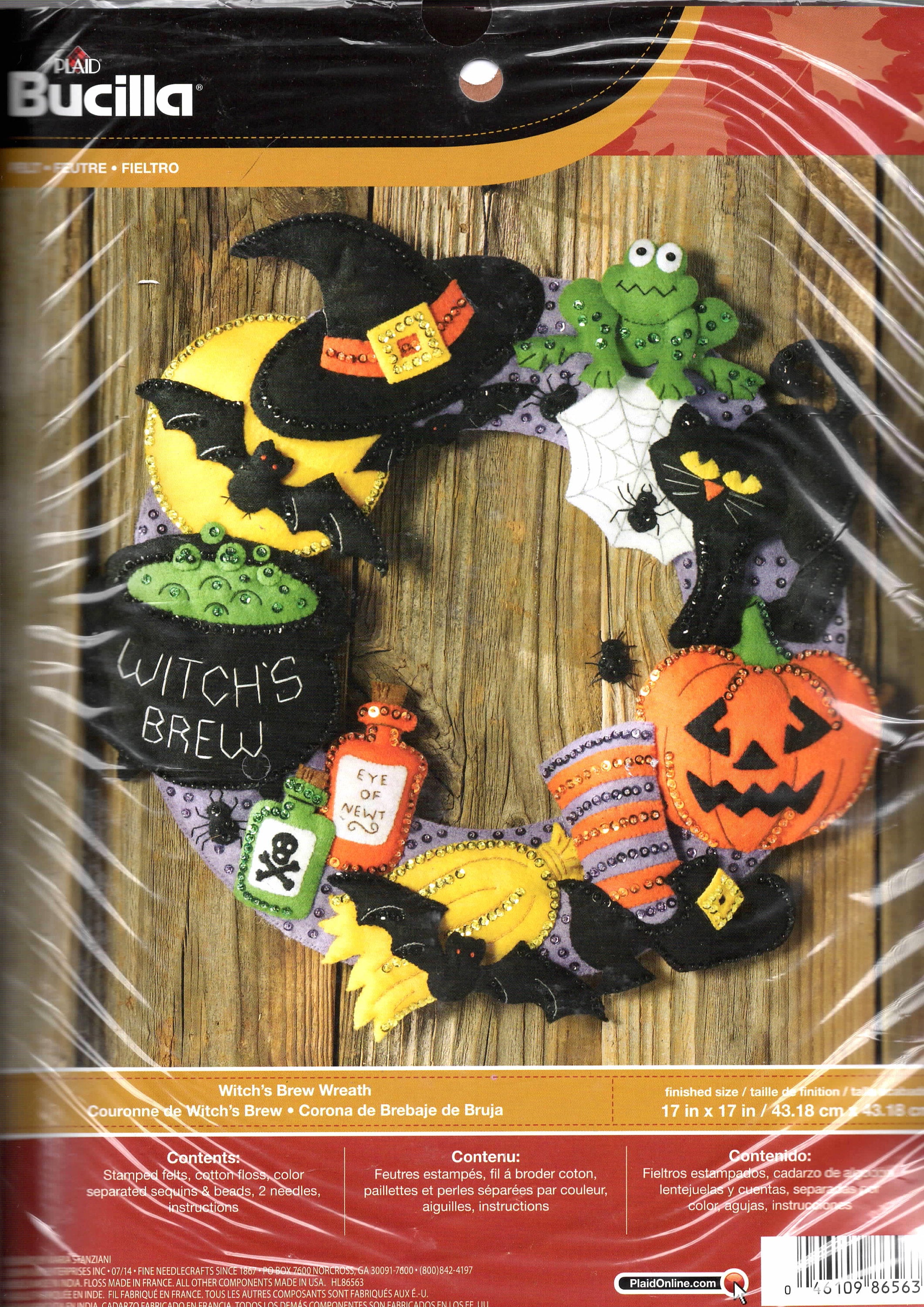 DIY Bucilla Witchs Brew Scary Fall Halloween Wreath Felt Craft Kit ...