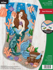 DIY Bucilla Sea Princess Mermaid Treasure Christmas Felt Stocking Kit 89072E