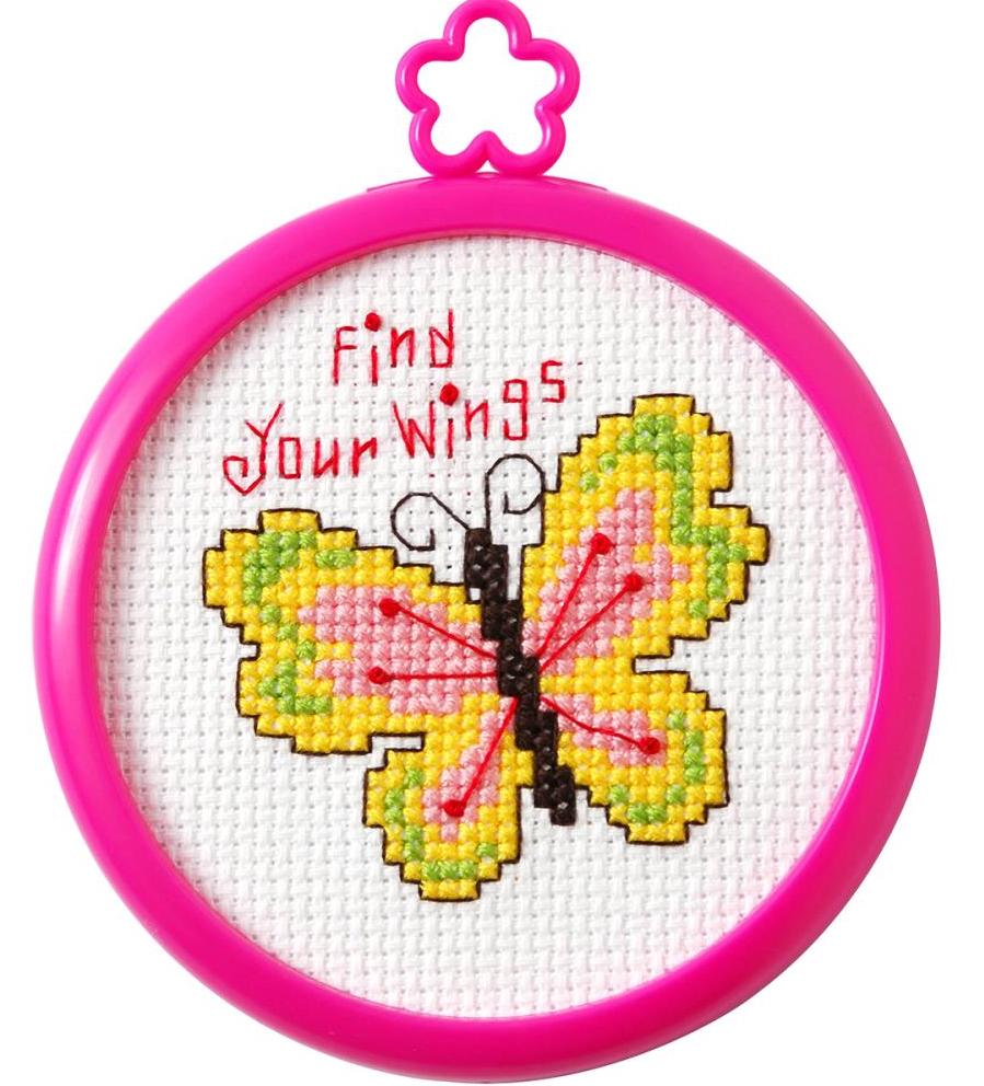 DIY Bucilla Find Your Wings Butterfly Kids Beginner Counted Cross Stitch Kit