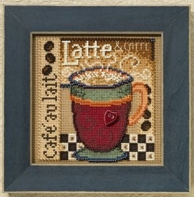 DIY Mill Hill Latte Cafe Coffee Cup Mug Button Bead Cross Stitch Picture Kit