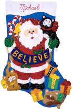 Load image into Gallery viewer, DIY Design Works Believe Santa Cats Kittens Christmas Felt Stocking Kit 5001
