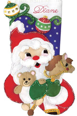 DIY Design Works Santa with Toys Horse Holiday Christmas Felt Stocking Kit 5253