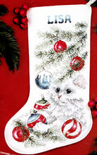 Load image into Gallery viewer, DIY Janlynn Kitten Cat Christmas Tree Counted Cross Stitch Stocking Kit 80-69
