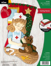 Load image into Gallery viewer, DIY Caring Nurse Teddy Bear Nursing Gift Christmas Felt Stocking Kit 89329E