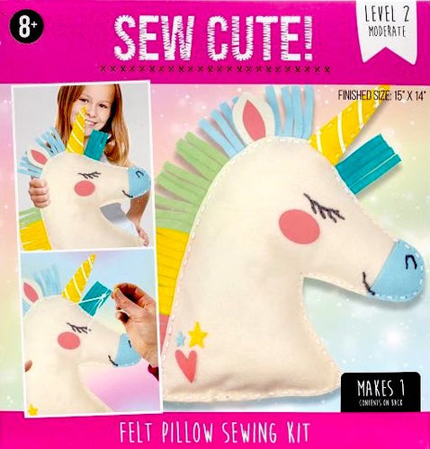 DIY Sew Cute Unicorn Kids Intermediate Felt Pillow Kit School Craft Project
