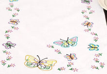 Load image into Gallery viewer, DIY Dempsey Fluttering Butterflies Stamped Embroidery Table Runner Scarf Kit