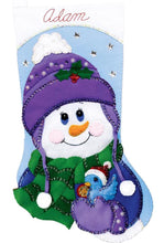Load image into Gallery viewer, DIY Design Works Snowman &amp; Bird Winter Holiday Christmas Felt Stocking Kit 6802
