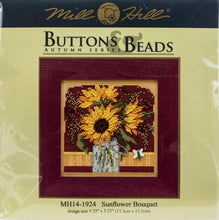 Load image into Gallery viewer, DIY Mill Hill Sunflower Bouquet Summer Button Bead Cross Stitch Picture Kit