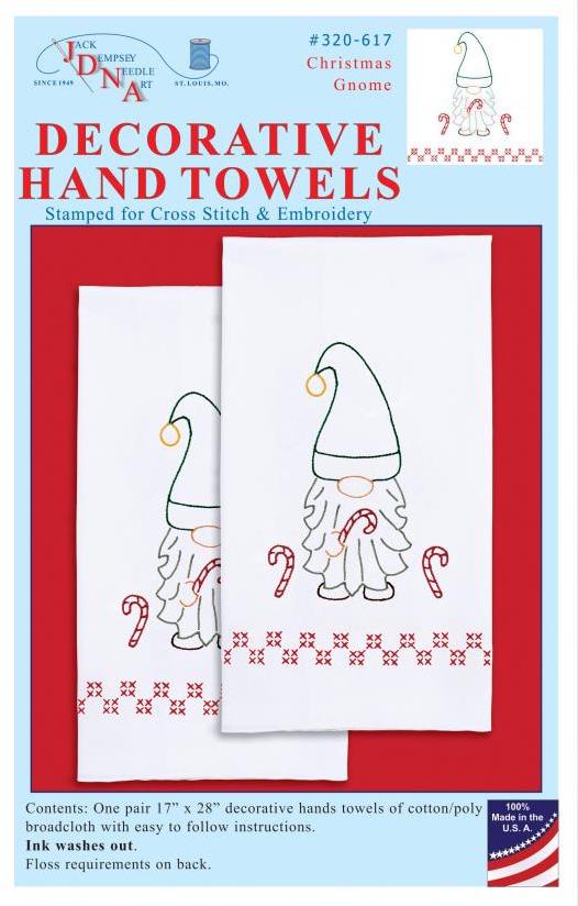 DIY Jack Dempsey Christmas Gnome Candy Stamped Embroidery Hand Towel Kit 320617