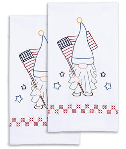 DIY Jack Dempsey Independence Day Gnome Stamped Embroidery Hand Towel Kit 320614