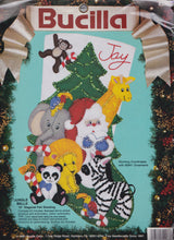 Load image into Gallery viewer, DIY Bucilla Jungle Bells Zoo Santa Animals Christmas Felt Stocking Kit 82906 E