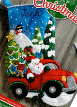 Load image into Gallery viewer, DIY Bucilla Christmas Drive Santa Truck Christmas Eve Felt Stocking Kit 86663